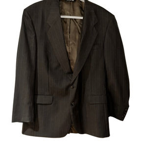 JOHN ALEXANDER PURE WOOL BROWN STRIPED SUIT JACKET 42L 36W